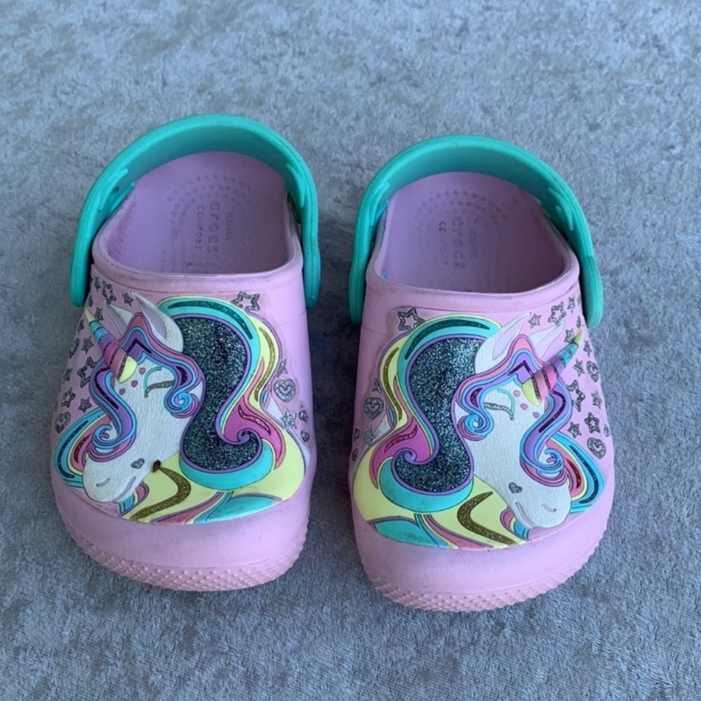 Girls crocs with unicorn size 7